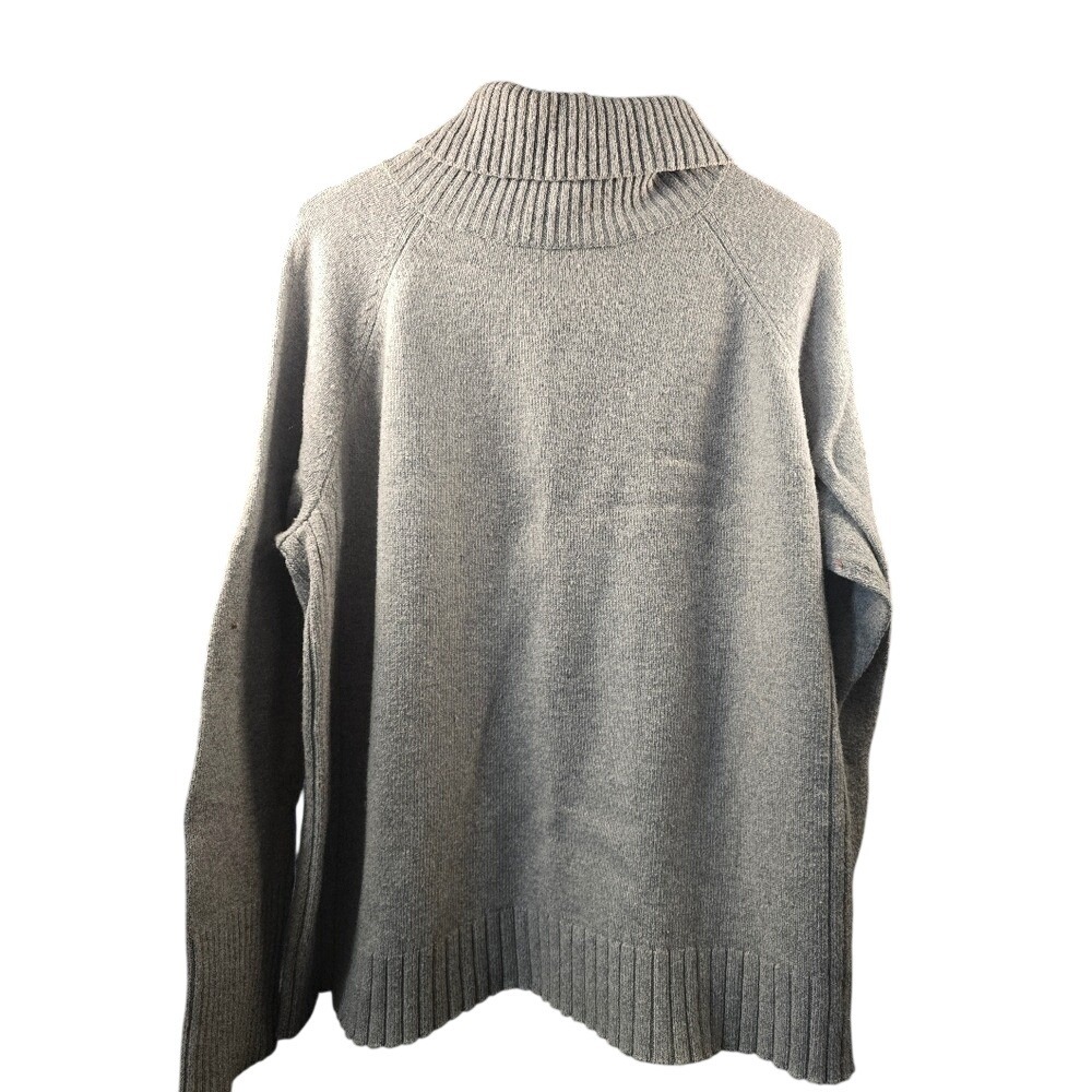 Heather Gray Mock Neck Raglan Sleeve Ribbed Side Panel Knit Sweater Womens